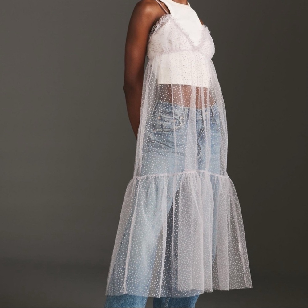 Anthropologie sheer tulle dress; coverup; bridal nightie.